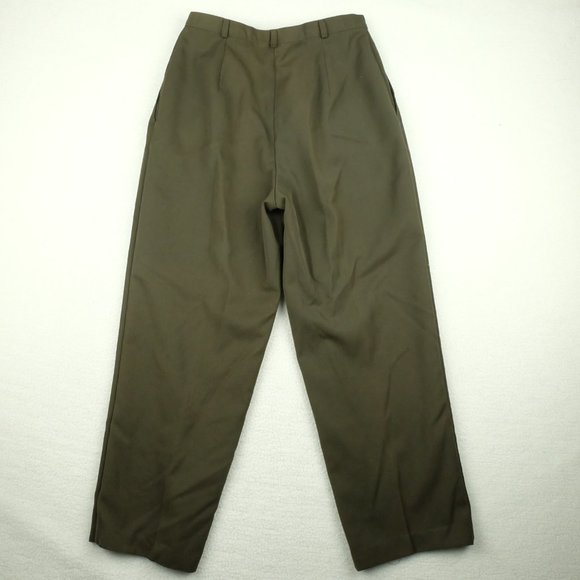 Vintage Womens Trousers 10 Olive Green Pants High Rise Cropped Pockets 70s 80s - Picture 5 of 11